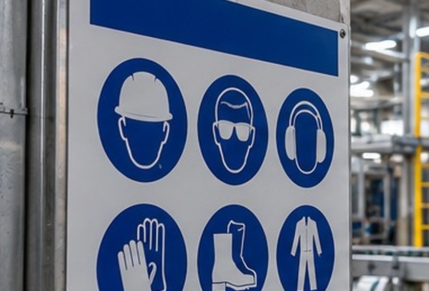 Placas de segurança e EPI — Detalhe de apresentação