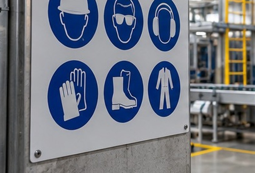 Placas de segurança e EPI — Variação de enquadramento
