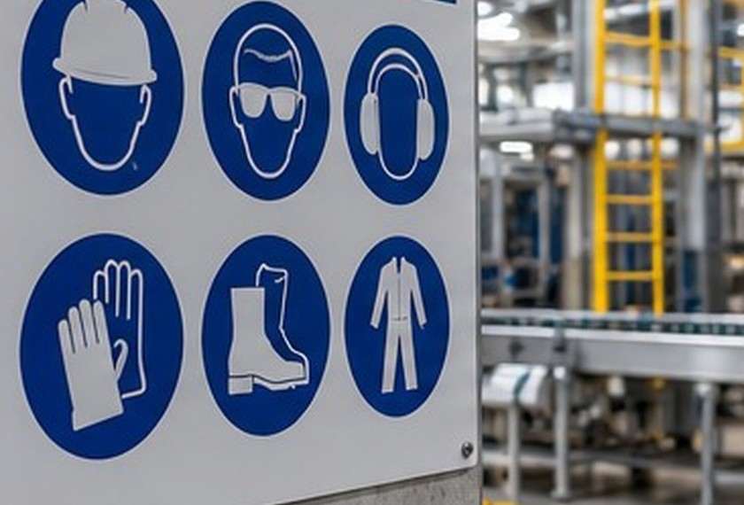 Placas de segurança e EPI — Referência de acabamento